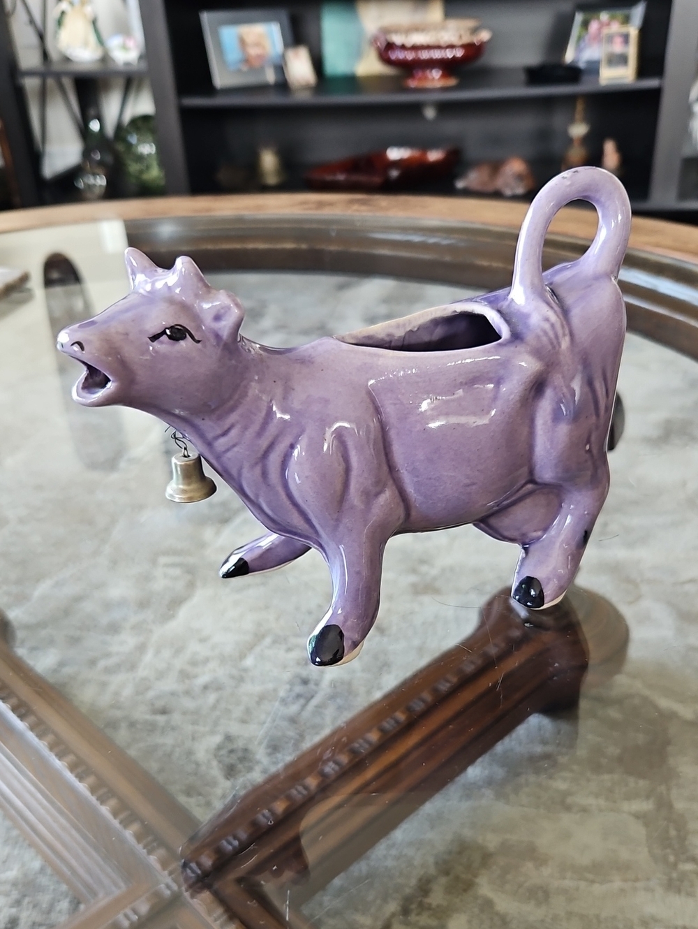 Vintage Purple Ceramic Cow Creamer